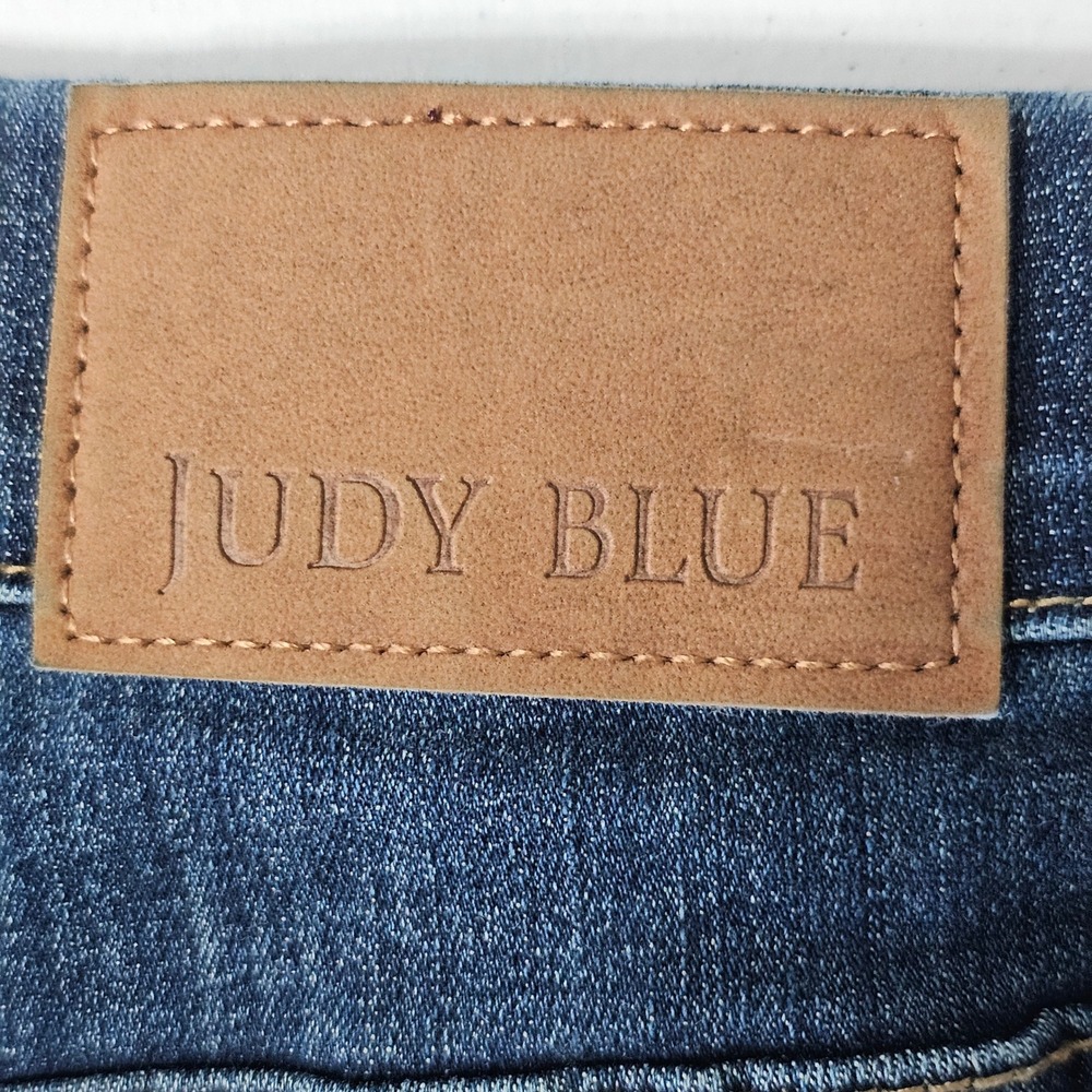 Judy Blue Slim Boot Jeans 11/30 Dark Wash Boho Western Pull On High Rise Raw Hem - Picture 3 of 9